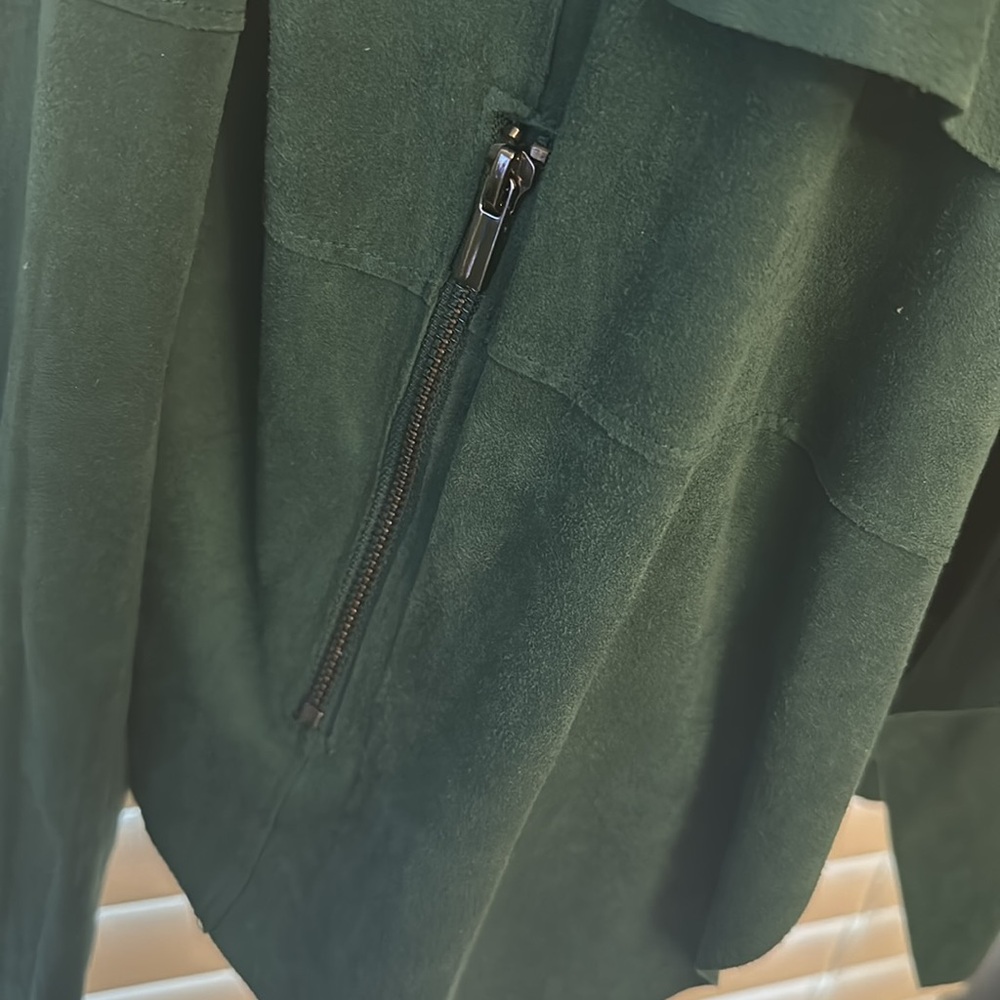 Bagatelle Emerald Green Faux Suede Open Front Blazer - Picture 2 of 5